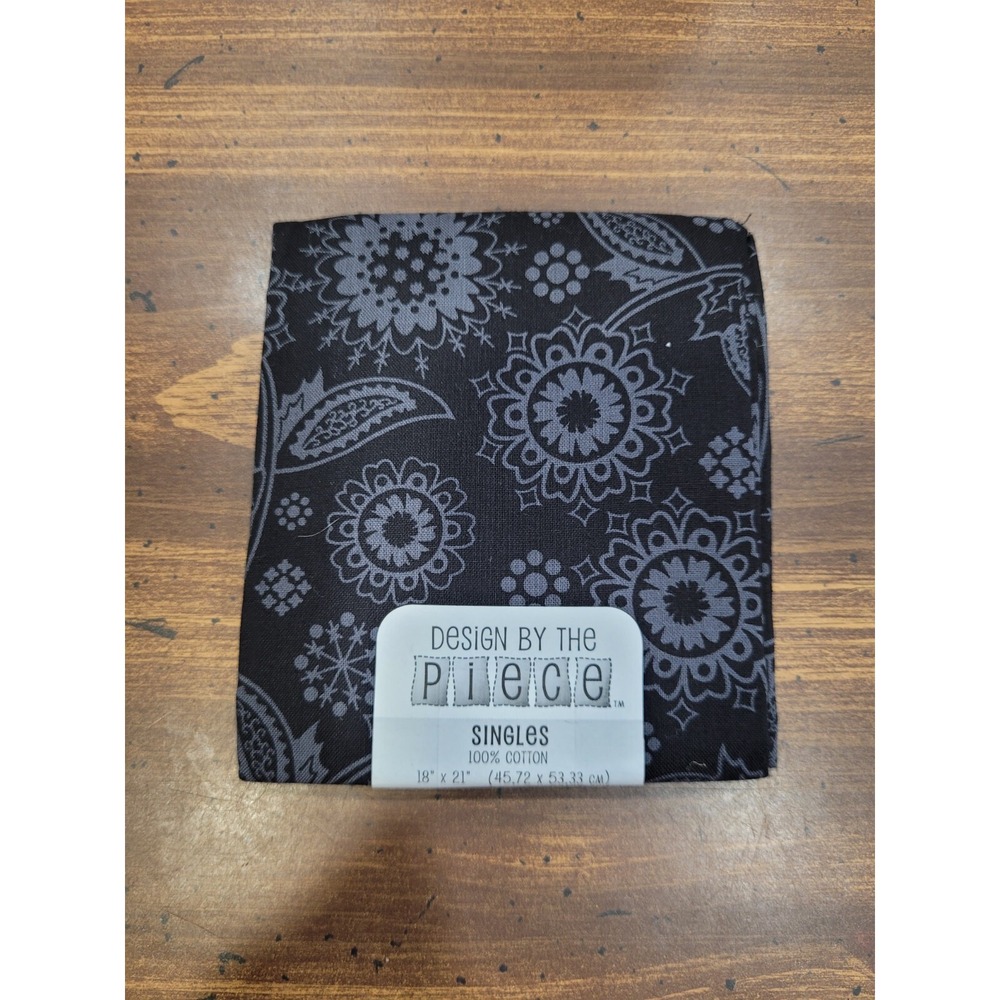 Design By the Piece Material 18x21 New Black with Grey Design